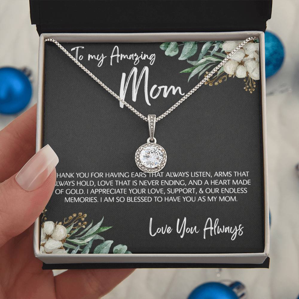 To Mom - Mother's Day Necklace - “I Am So Blessed to Have You As My Mom” - Eternal Hope Necklace Gift Set - Design Dark 10.1