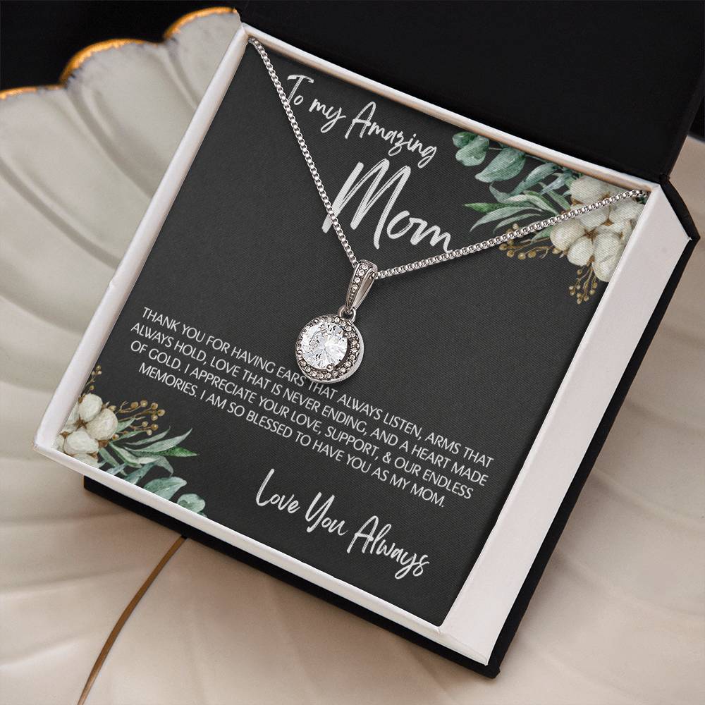 To Mom - Mother's Day Necklace - “I Am So Blessed to Have You As My Mom” - Eternal Hope Necklace Gift Set - Design Dark 10.1