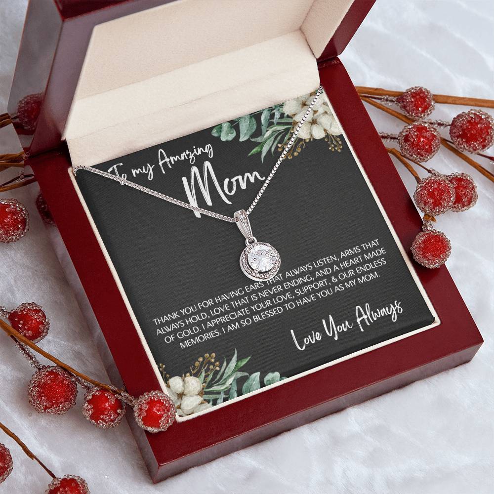 To Mom - Mother's Day Necklace - “I Am So Blessed to Have You As My Mom” - Eternal Hope Necklace Gift Set - Design Dark 10.1