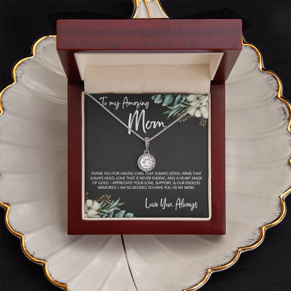 To Mom - Mother's Day Necklace - “I Am So Blessed to Have You As My Mom” - Eternal Hope Necklace Gift Set - Design Dark 10.1