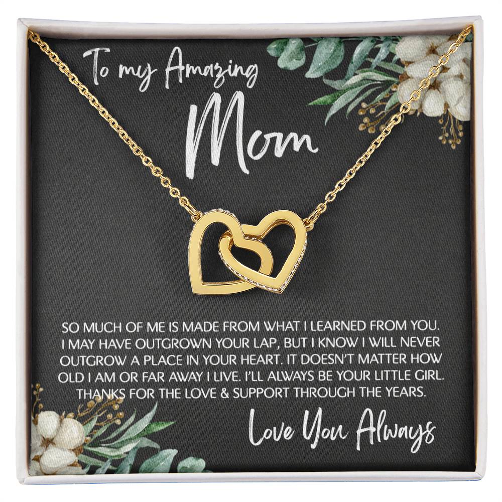 To Mom - Mother's Day Necklace - "I'll Always Be Your Little Girl" - Interlocking Hearts Necklace Gift Set - Design Dark 4.