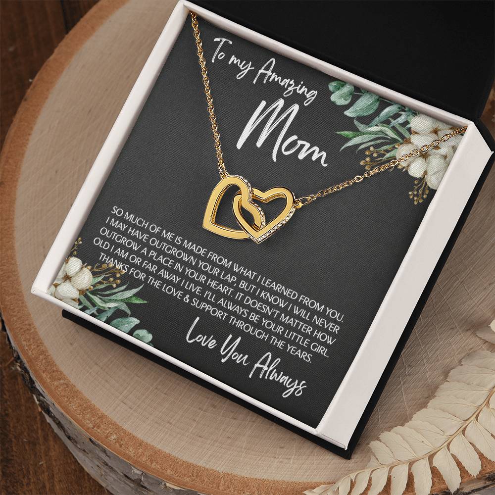 To Mom - Mother's Day Necklace - "I'll Always Be Your Little Girl" - Interlocking Hearts Necklace Gift Set - Design Dark 4.