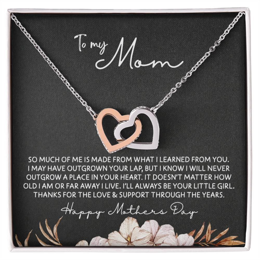 To Mom - Mother's Day Necklace - "I'll Always Be Your Little Girl" - Interlocking Hearts Necklace Gift Set - Design Dark 4.3