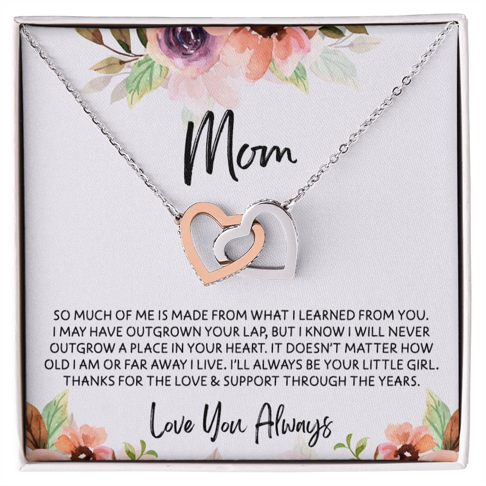 To Mom - Mother's Day Necklace - "I'll Always Be Your Little Girl" - Interlocking Hearts Necklace Gift Set - Design Light 4.2