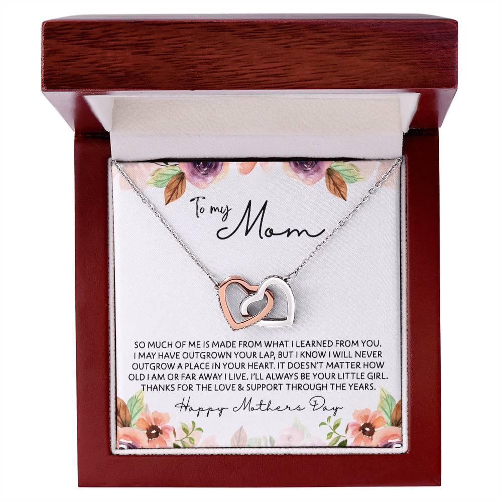 To Mom - Mother's Day Necklace - "I'll Always Be Your Little Girl" - Interlocking Hearts Necklace Gift Set - Design Light 4.3