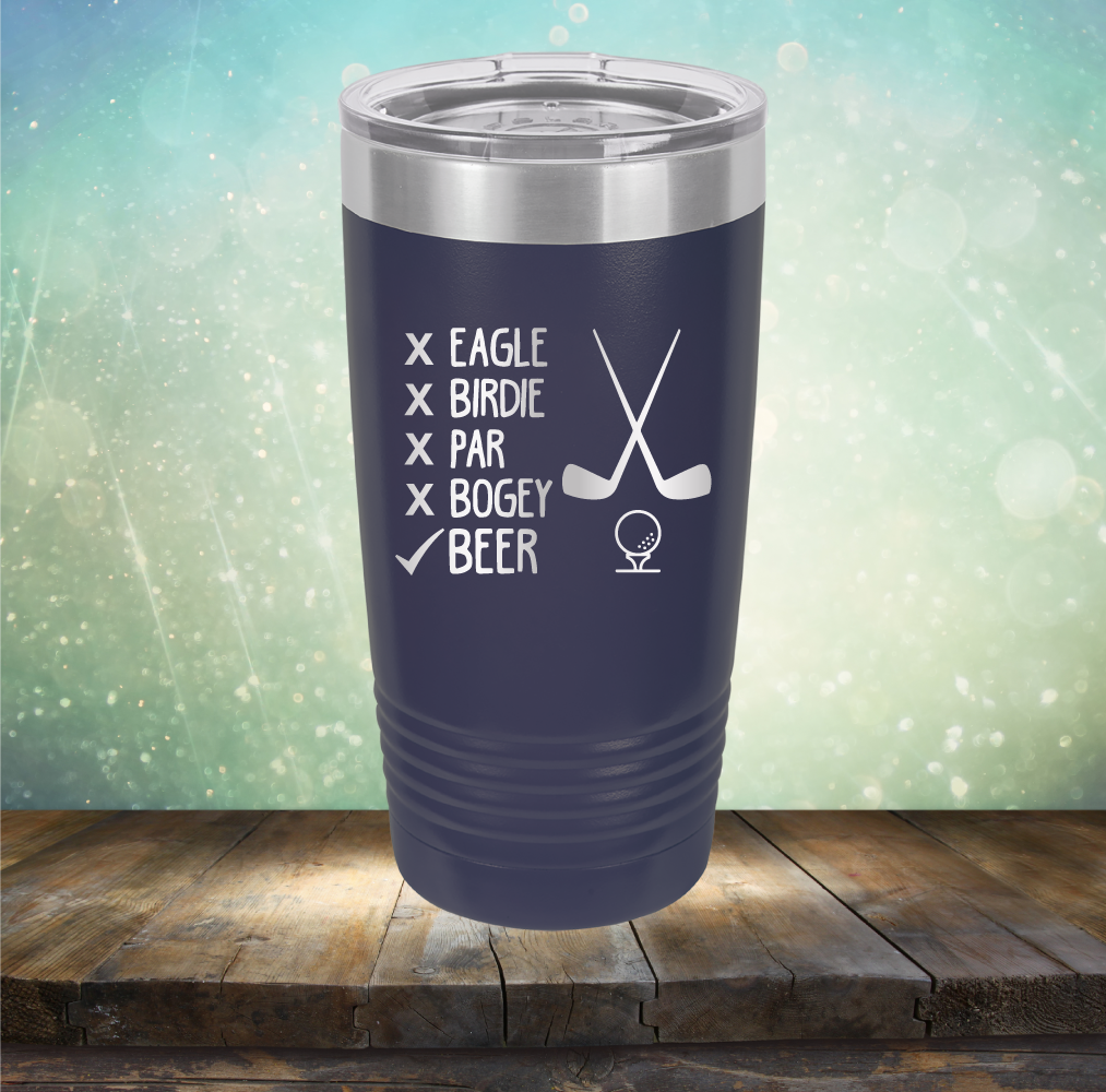 Eagle Birdie Par Bogey Beer - Laser Etched Tumbler Mug