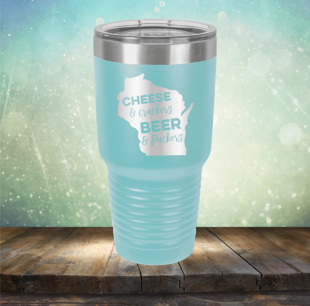 Cheese &amp; Crackers Beer &amp; Packers - Laser Etched Tumbler Mug