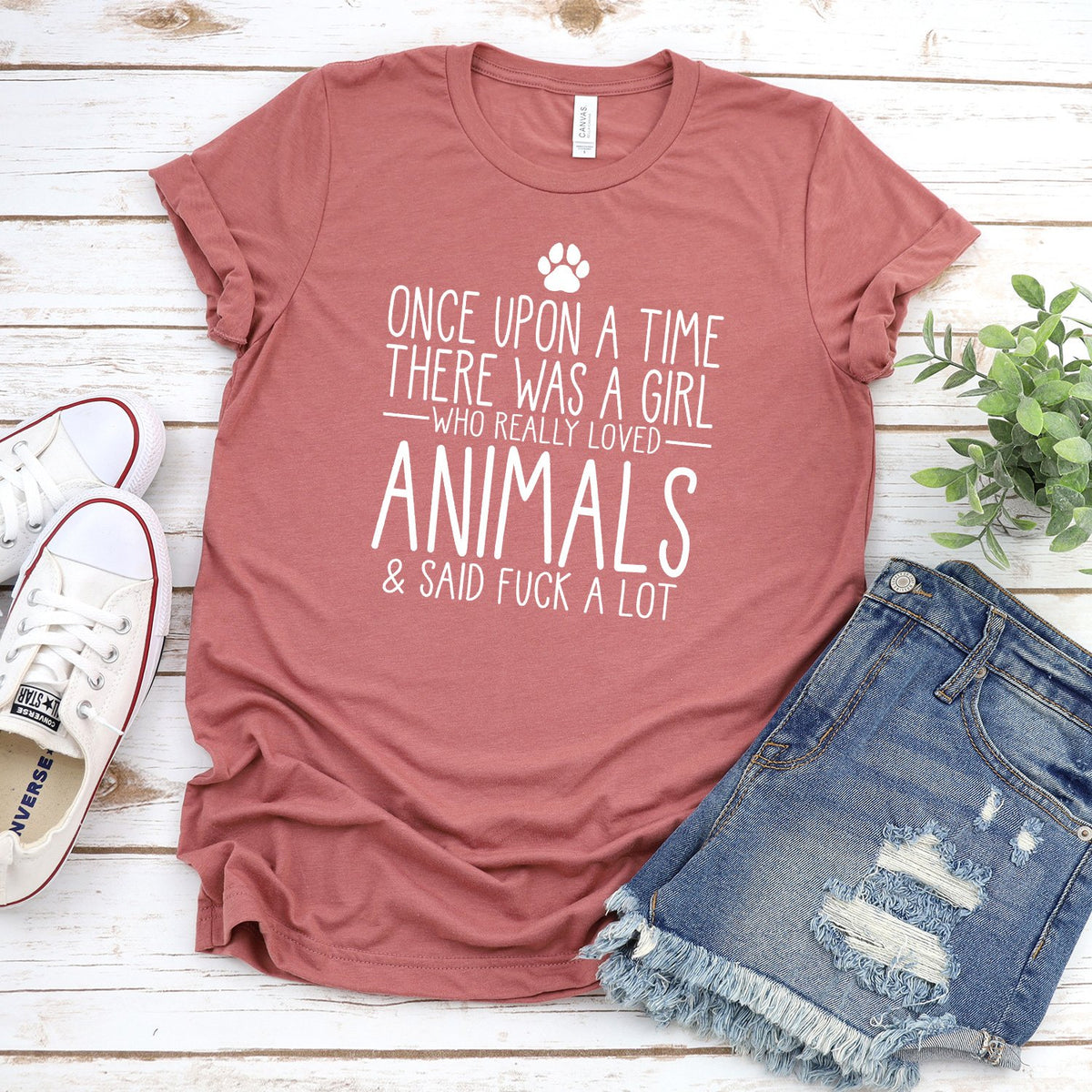 Once Upon A Time There Was A Girl Who Really Loved Animals &amp; Said Fuck A Lot - Short Sleeve Tee Shirt