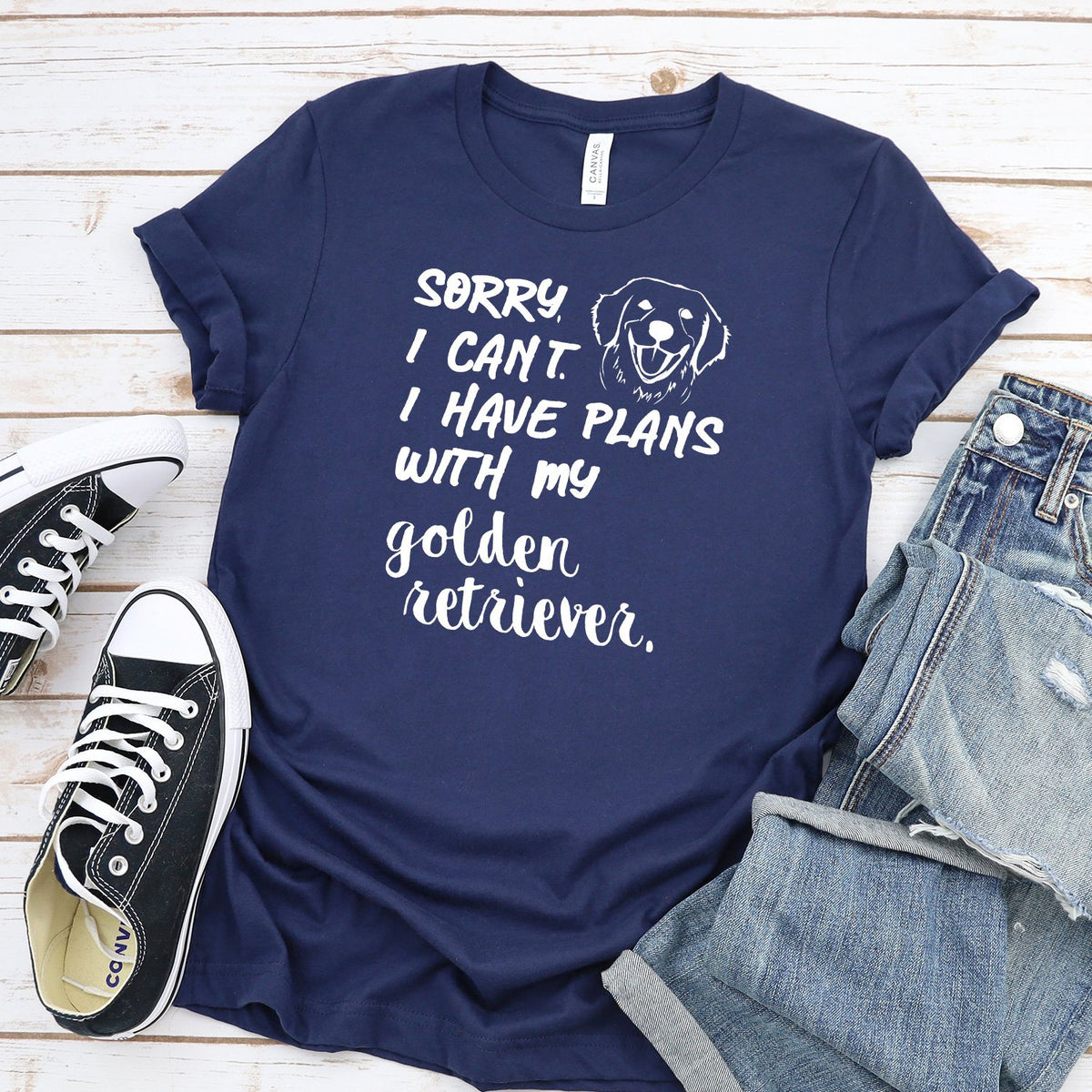 Sorry I Can&#39;t I Have Plans with My Golden Retriever - Short Sleeve Tee Shirt