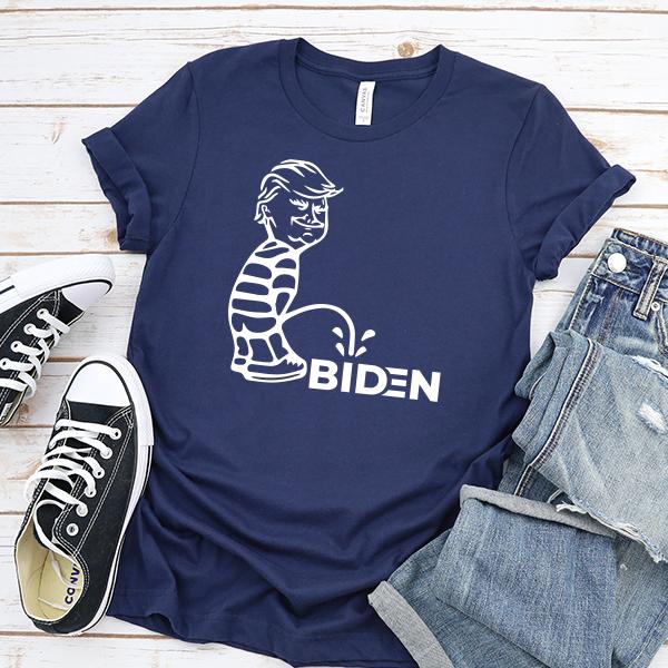 Trump Peeing On Biden - Short Sleeve Tee Shirt