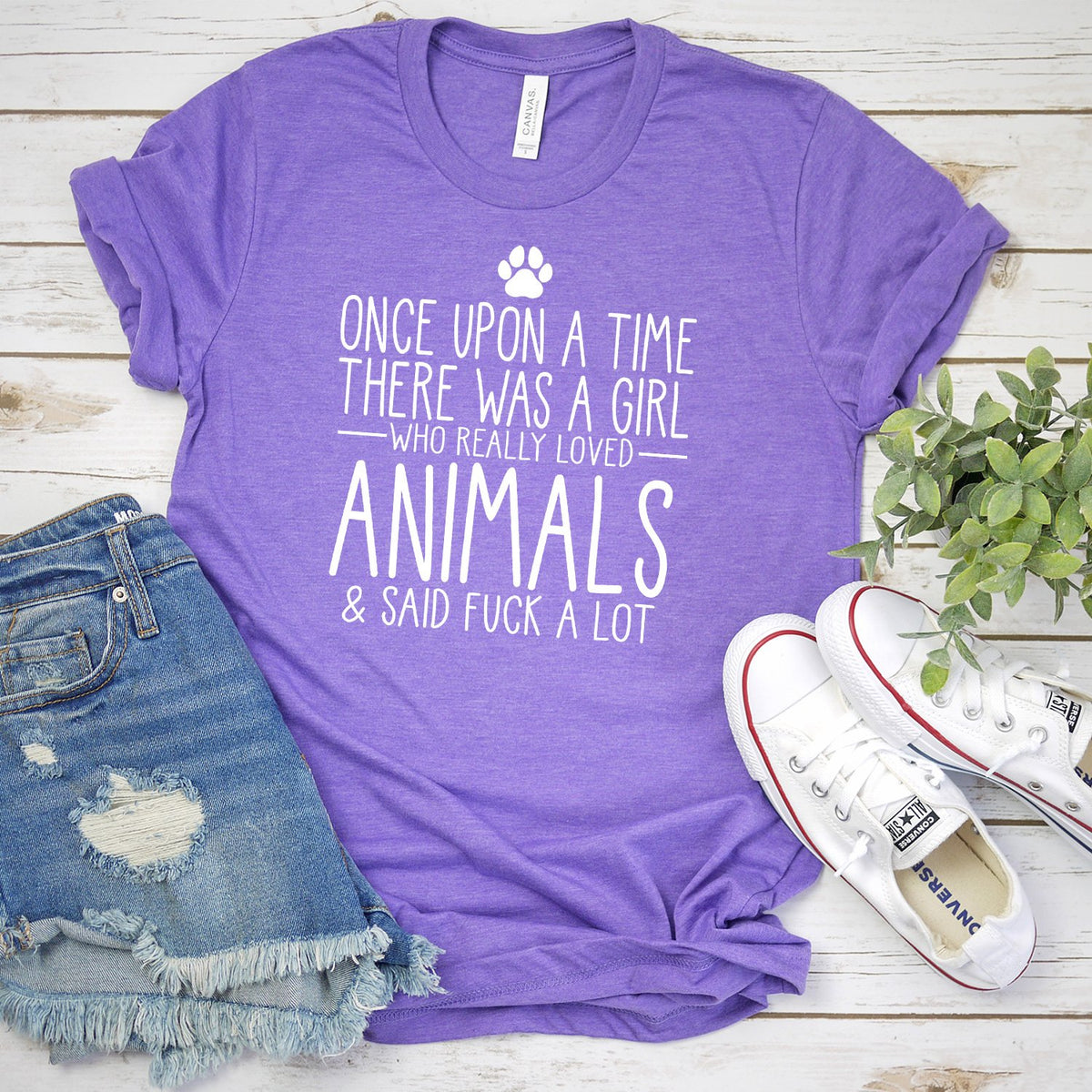 Once Upon A Time There Was A Girl Who Really Loved Animals &amp; Said Fuck A Lot - Short Sleeve Tee Shirt