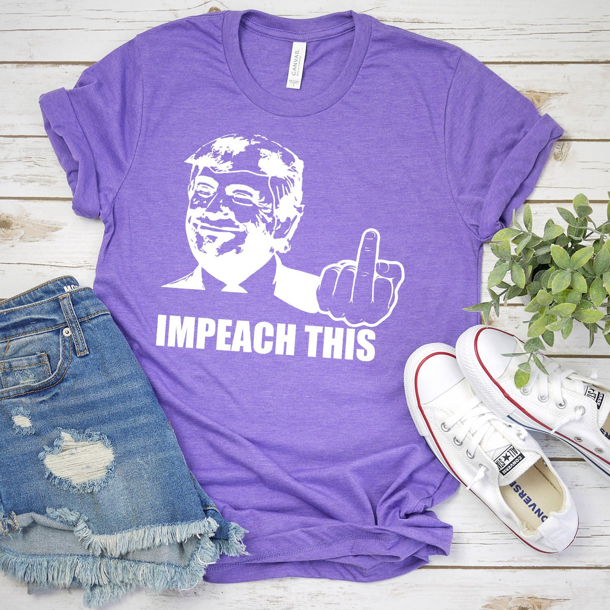 Trump Impeach This Middle Finger - Short Sleeve Tee Shirt