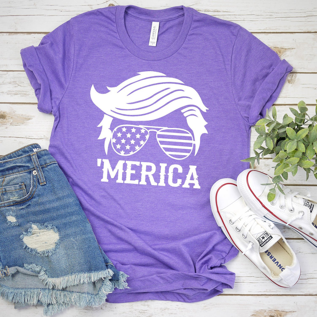 Trump Merica Glasses - Short Sleeve Tee Shirt