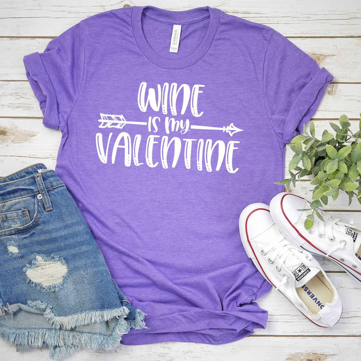 Wine is My Valentine - Short Sleeve Tee Shirt