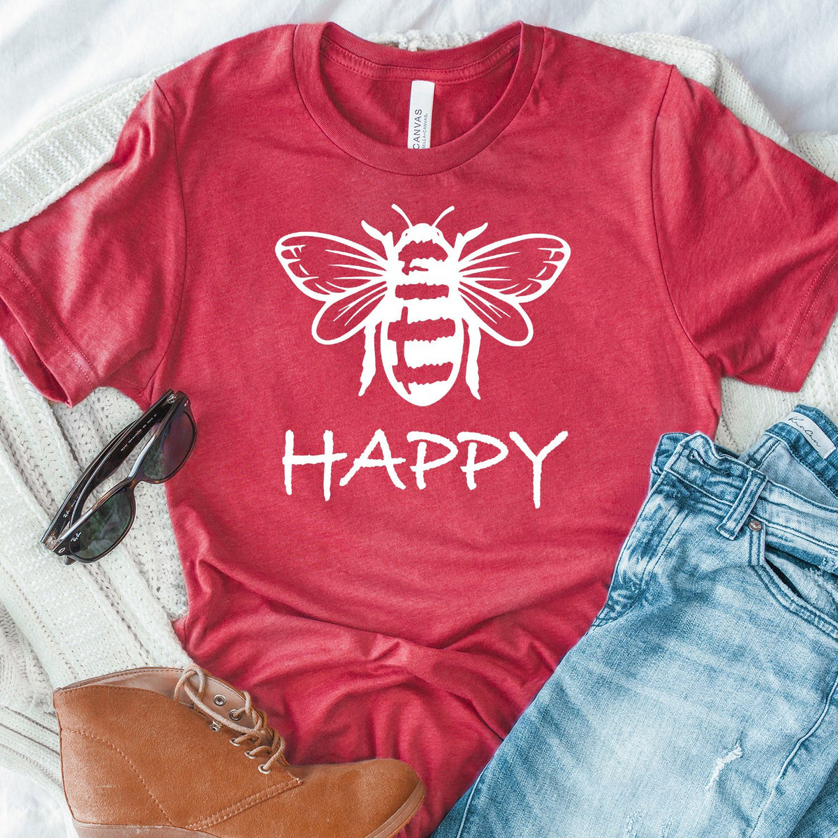 Bee Happy - Short Sleeve Tee Shirt