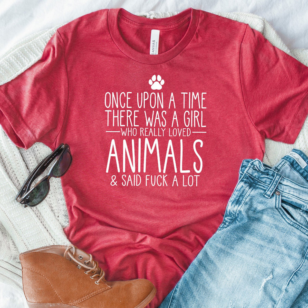 Once Upon A Time There Was A Girl Who Really Loved Animals &amp; Said Fuck A Lot - Short Sleeve Tee Shirt