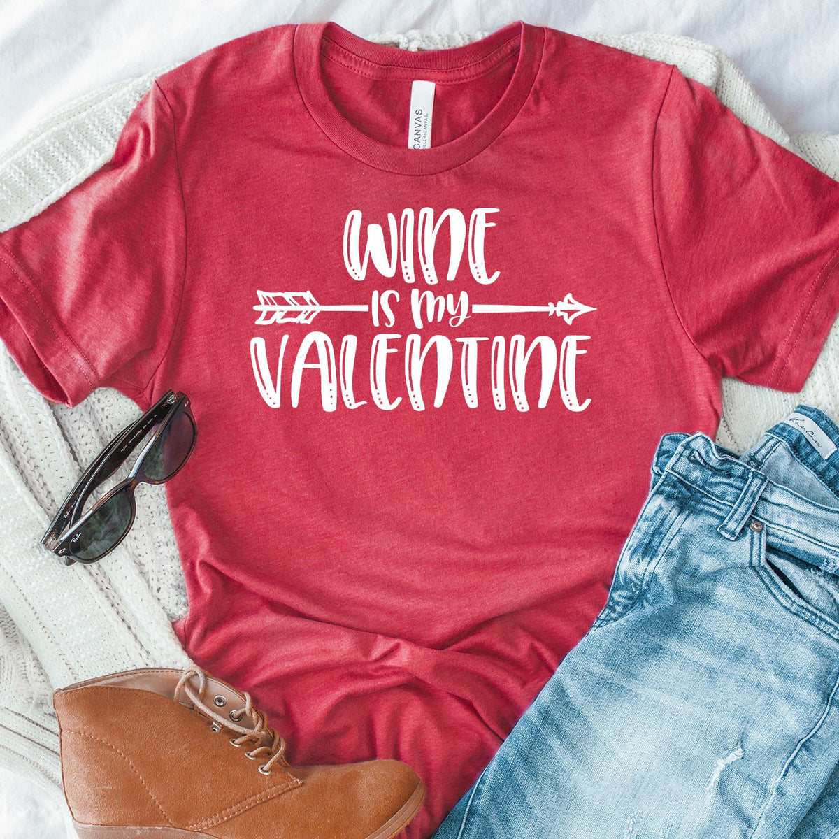 Wine is My Valentine - Short Sleeve Tee Shirt