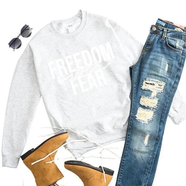 Freedom Over Fear - Long Sleeve Heavy Crewneck Sweatshirt