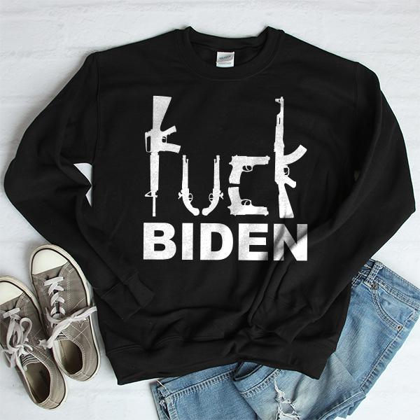 Fuck Biden Guns - Long Sleeve Heavy Crewneck Sweatshirt