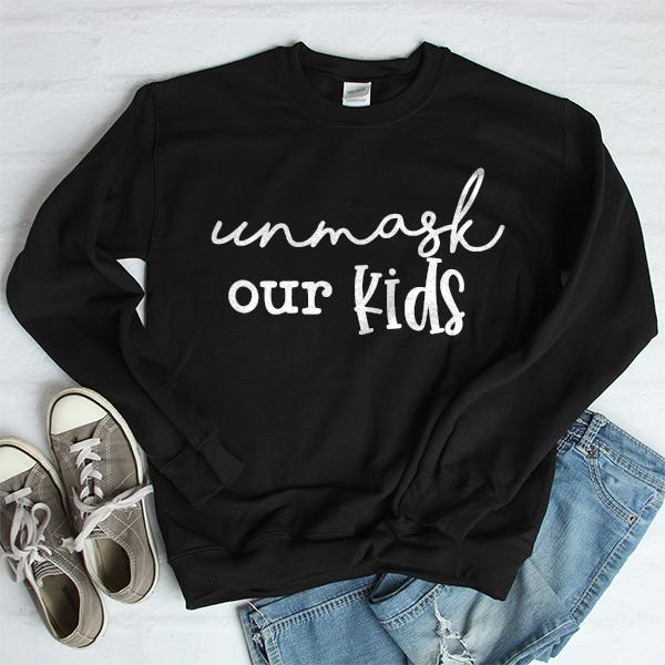 Unmask Our Kids - Long Sleeve Heavy Crewneck Sweatshirt