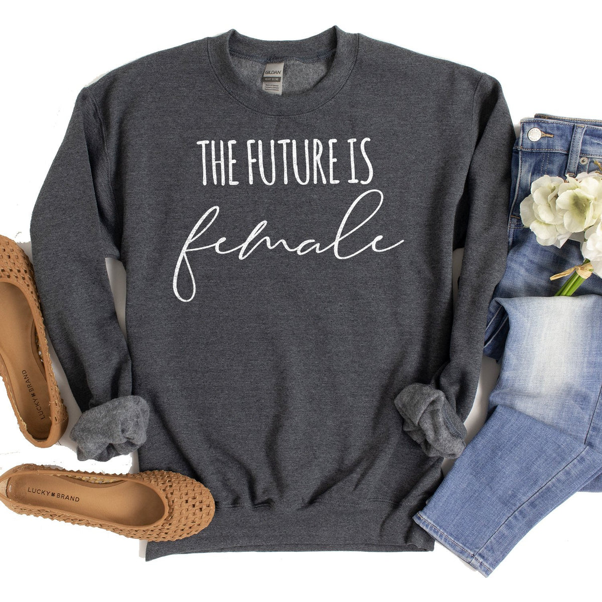 The Future is Female - Long Sleeve Heavy Crewneck Sweatshirt