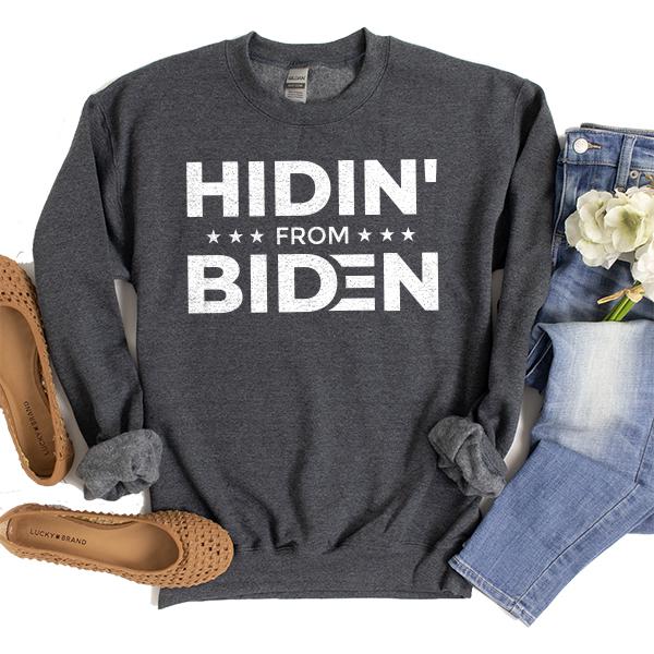 Hidin&#39; From Biden - Long Sleeve Heavy Crewneck Sweatshirt