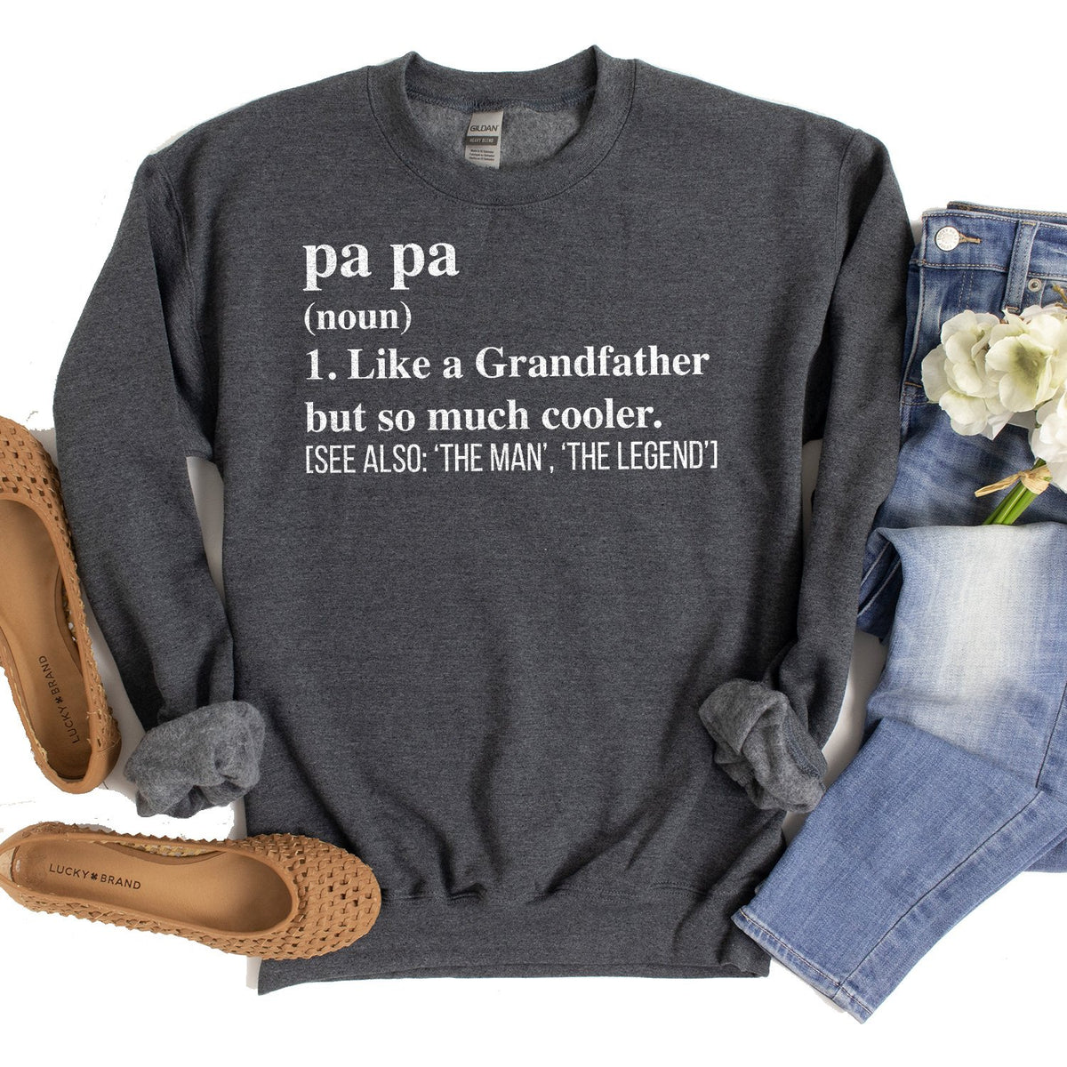 Pa Pa (Noun) 1. Like A Grandfather But So Much Cooler - Long Sleeve Heavy Crewneck Sweatshirt