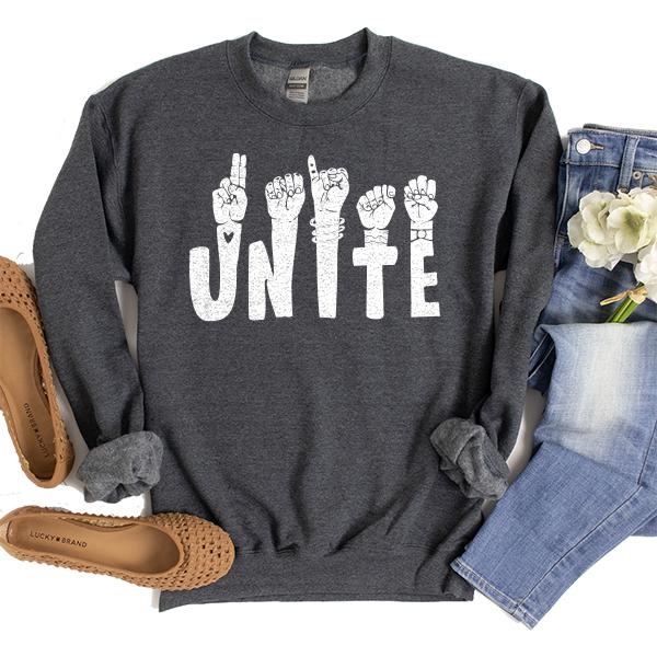 Unite American Sign Language - Long Sleeve Heavy Crewneck Sweatshirt