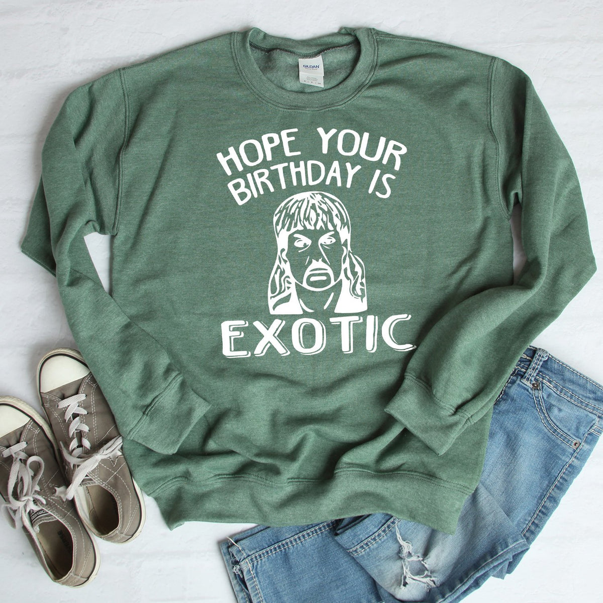 Hope Your Birthday is Exotic - Long Sleeve Heavy Crewneck Sweatshirt