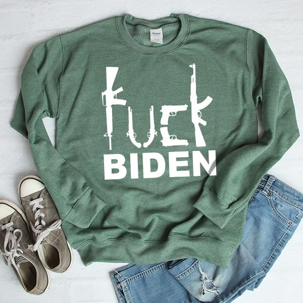 Fuck Biden Guns - Long Sleeve Heavy Crewneck Sweatshirt