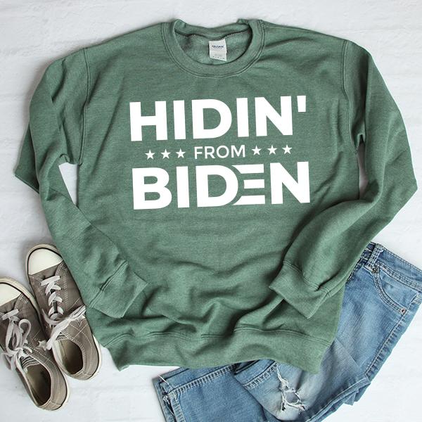 Hidin&#39; From Biden - Long Sleeve Heavy Crewneck Sweatshirt