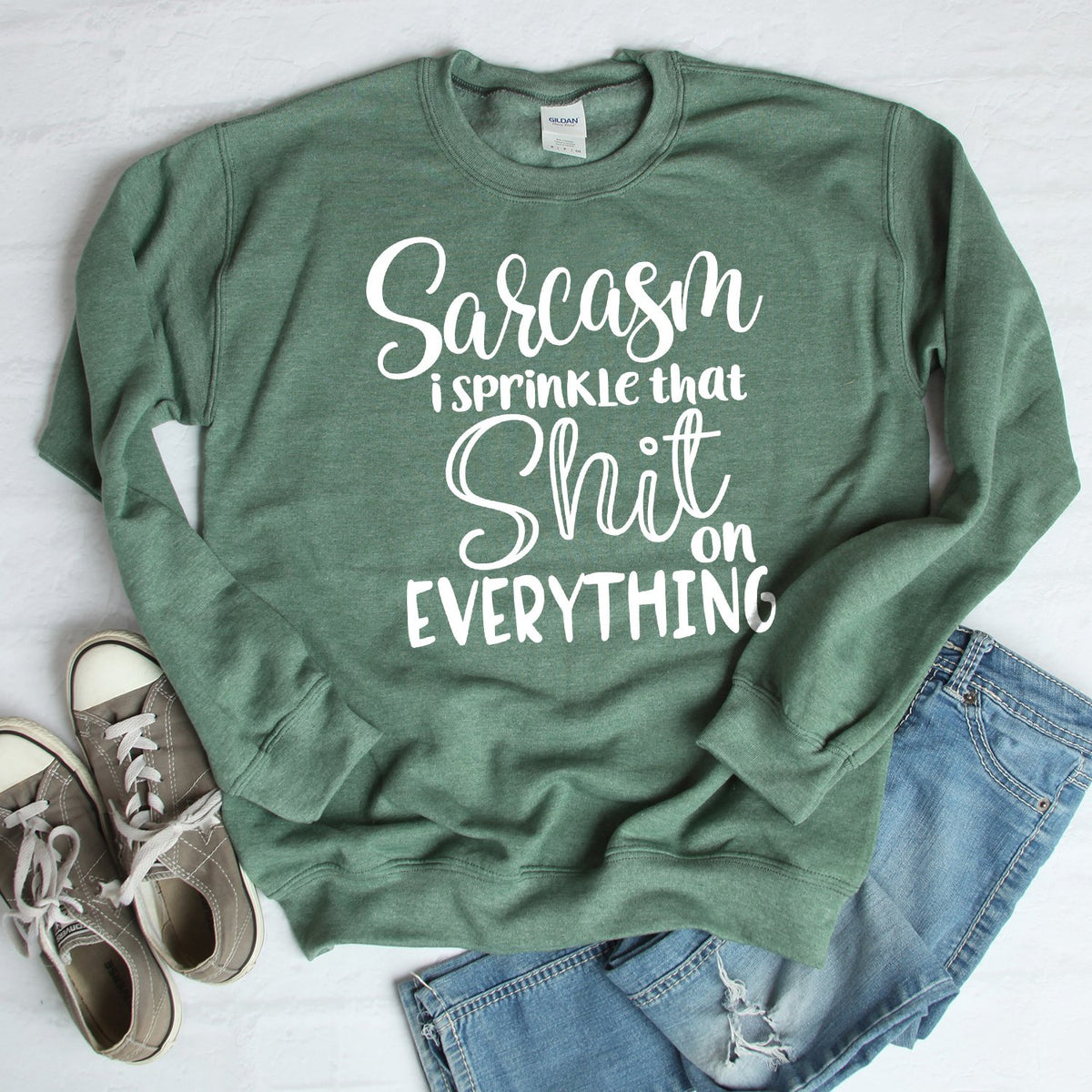 Sarcasm I Sprinkle That Shit On Everything - Long Sleeve Heavy Crewneck Sweatshirt