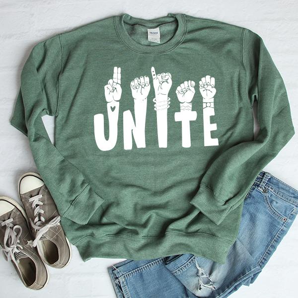 Unite American Sign Language - Long Sleeve Heavy Crewneck Sweatshirt