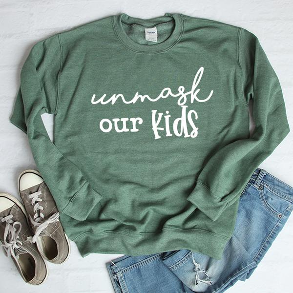 Unmask Our Kids - Long Sleeve Heavy Crewneck Sweatshirt