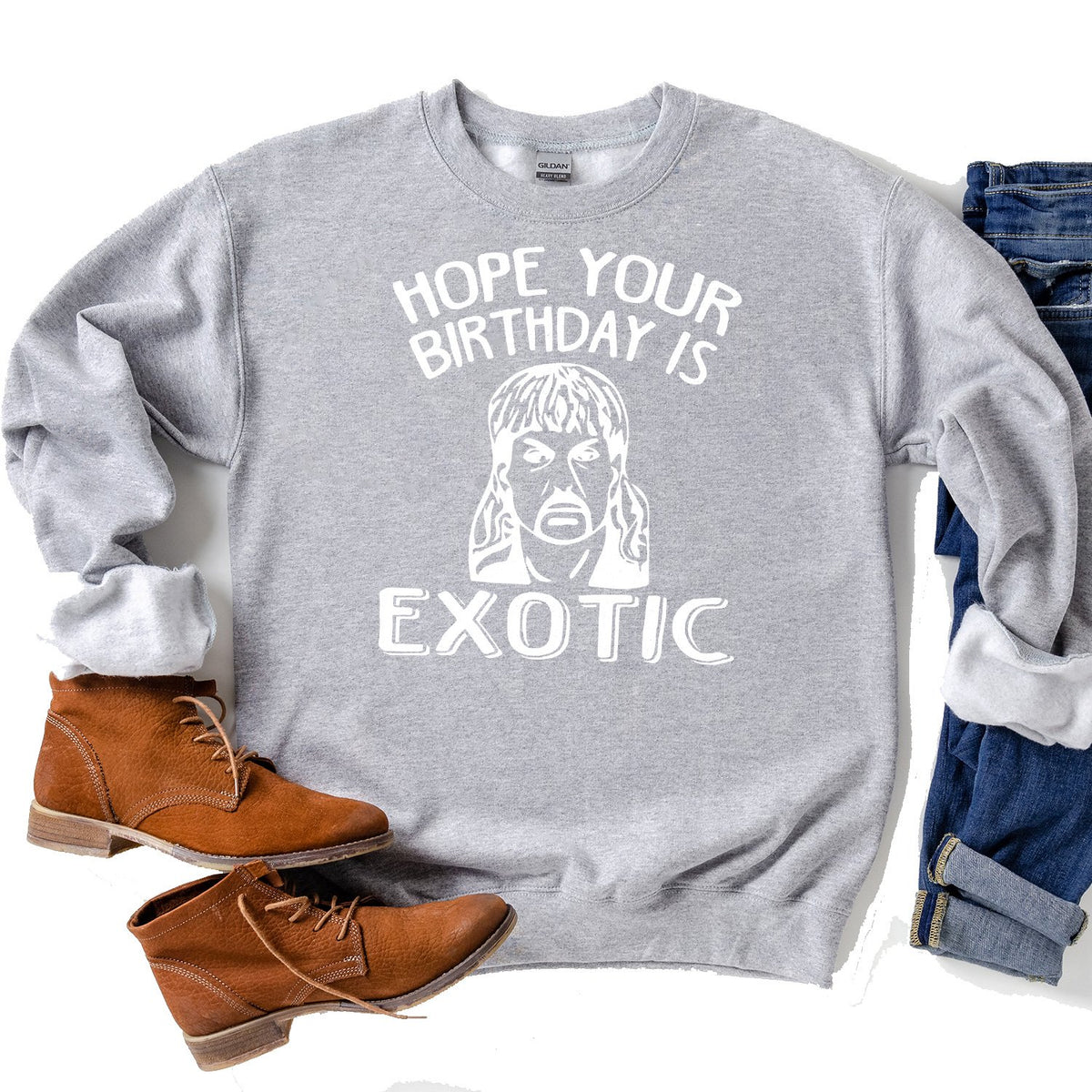 Hope Your Birthday is Exotic - Long Sleeve Heavy Crewneck Sweatshirt