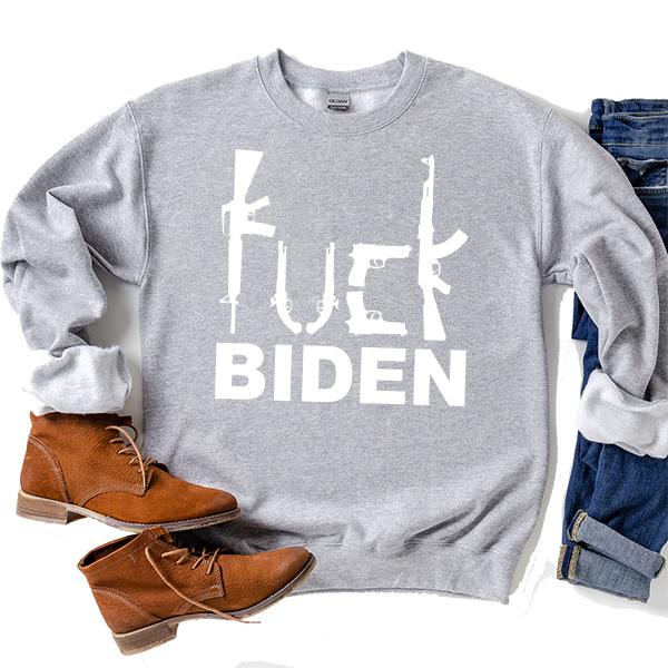 Fuck Biden Guns - Long Sleeve Heavy Crewneck Sweatshirt