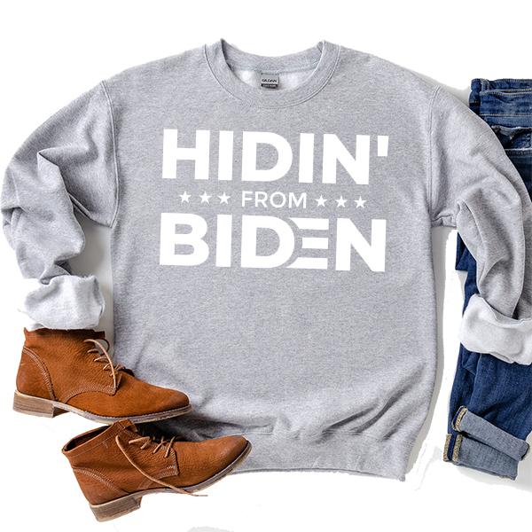 Hidin&#39; From Biden - Long Sleeve Heavy Crewneck Sweatshirt