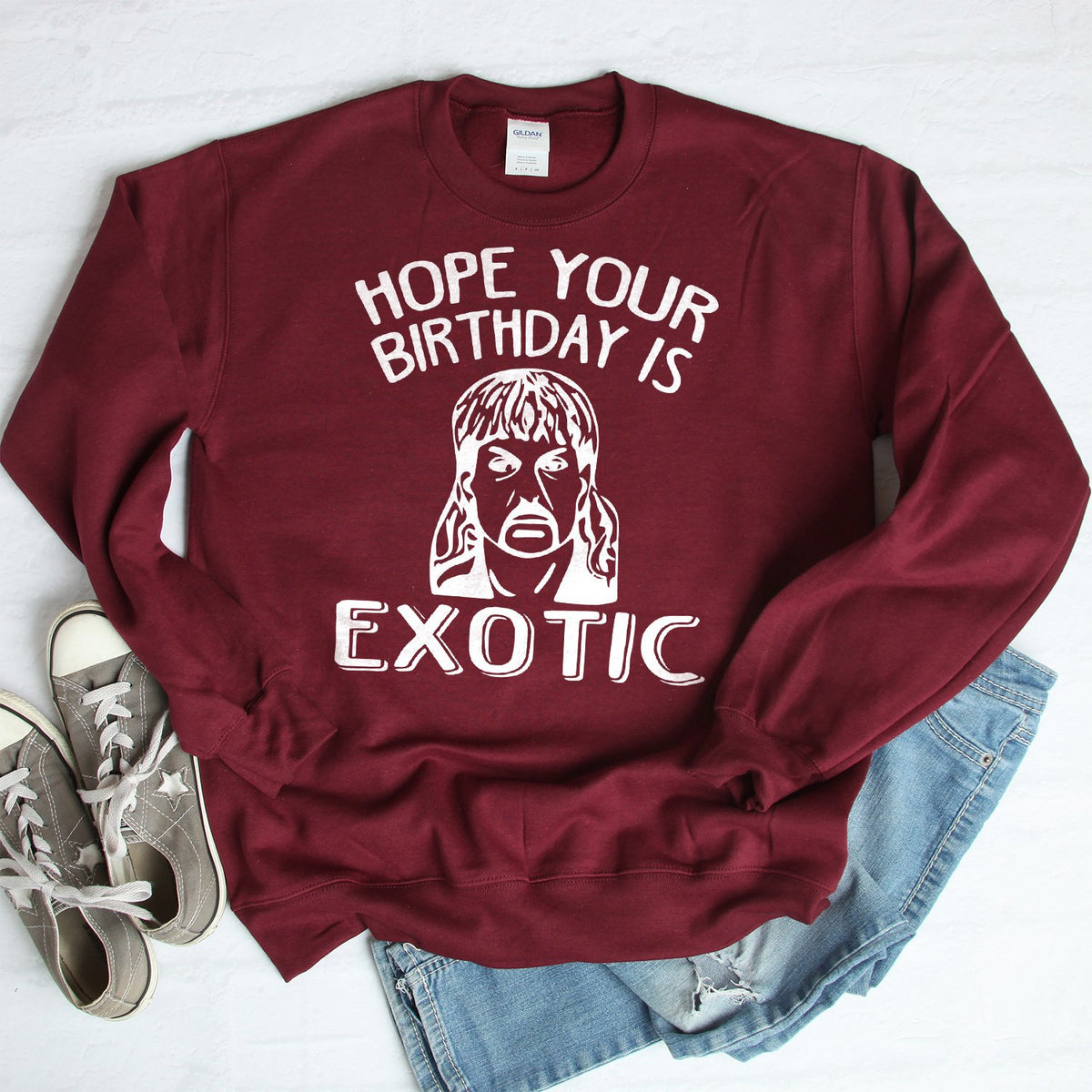 Hope Your Birthday is Exotic - Long Sleeve Heavy Crewneck Sweatshirt