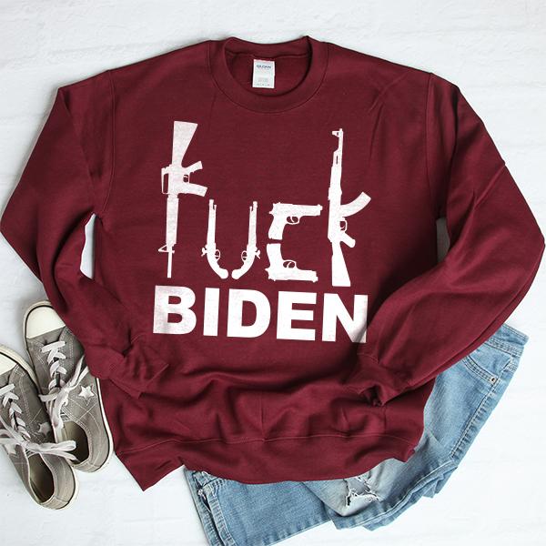 Fuck Biden Guns - Long Sleeve Heavy Crewneck Sweatshirt