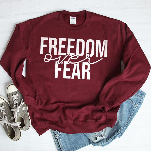 Freedom Over Fear - Long Sleeve Heavy Crewneck Sweatshirt