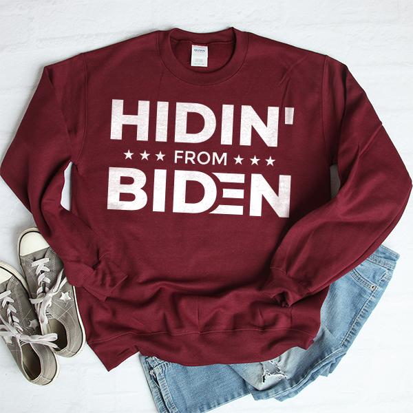 Hidin&#39; From Biden - Long Sleeve Heavy Crewneck Sweatshirt