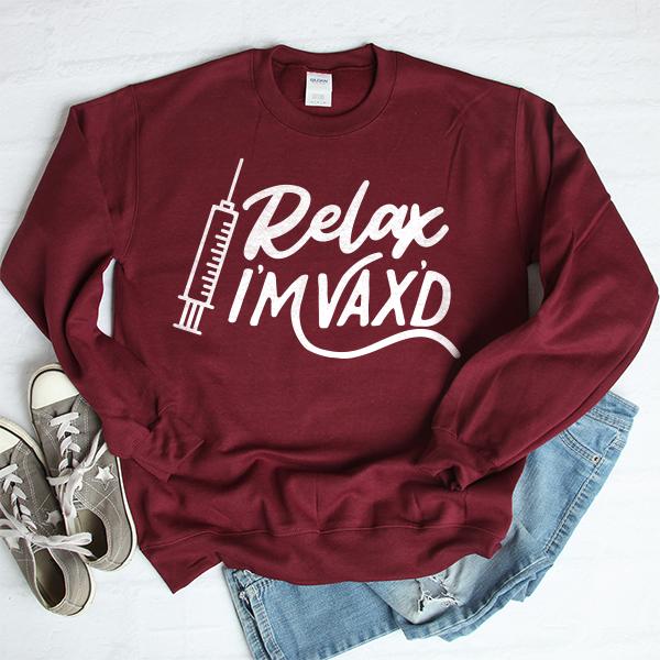 Relax I&#39;m Vax&#39;d - Long Sleeve Heavy Crewneck Sweatshirt