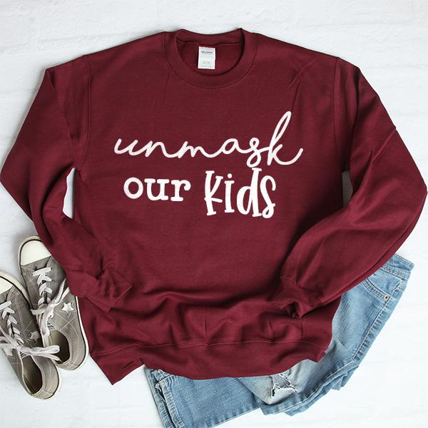 Unmask Our Kids - Long Sleeve Heavy Crewneck Sweatshirt