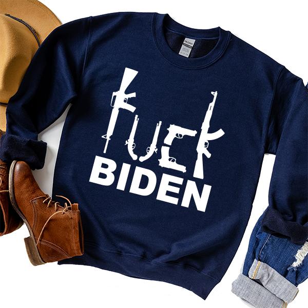 Fuck Biden Guns - Long Sleeve Heavy Crewneck Sweatshirt