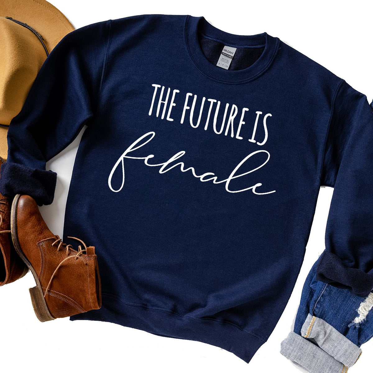 The Future is Female - Long Sleeve Heavy Crewneck Sweatshirt