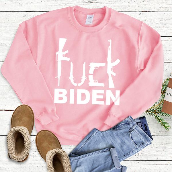 Fuck Biden Guns - Long Sleeve Heavy Crewneck Sweatshirt