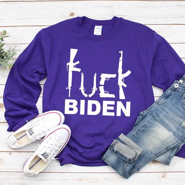 Fuck Biden Guns - Long Sleeve Heavy Crewneck Sweatshirt