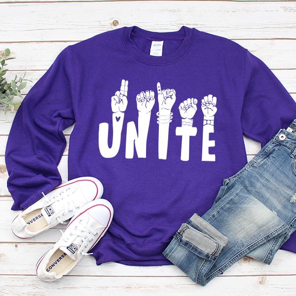 Unite American Sign Language - Long Sleeve Heavy Crewneck Sweatshirt