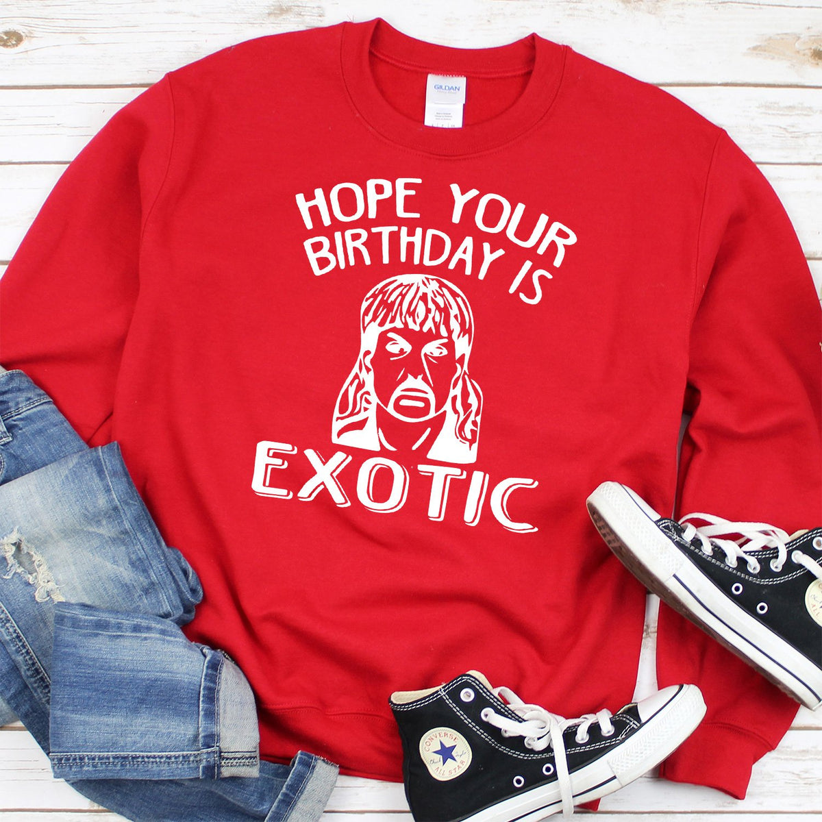 Hope Your Birthday is Exotic - Long Sleeve Heavy Crewneck Sweatshirt