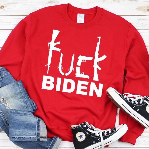 Fuck Biden Guns - Long Sleeve Heavy Crewneck Sweatshirt